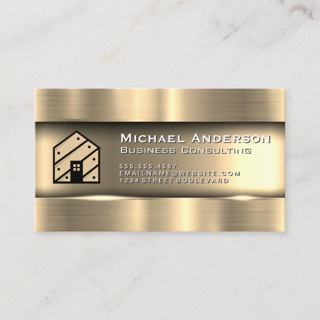 Metallic Gold | House Logo Business Card (Front)