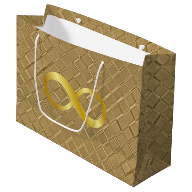 Metallic gold infinity symbol Wedding party Large Gift Bag (Front Angled)
