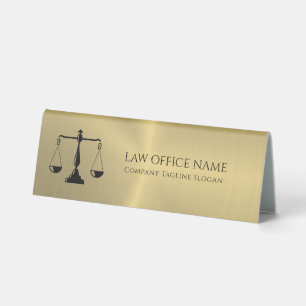 Metallic Gold Justice Scale Table Tent