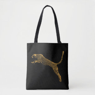 Metallic Gold Leaping Cheetah Tote Bag