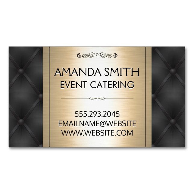 Metallic Gold | Leather Upholstery Background Magnetic Business Card (Front)