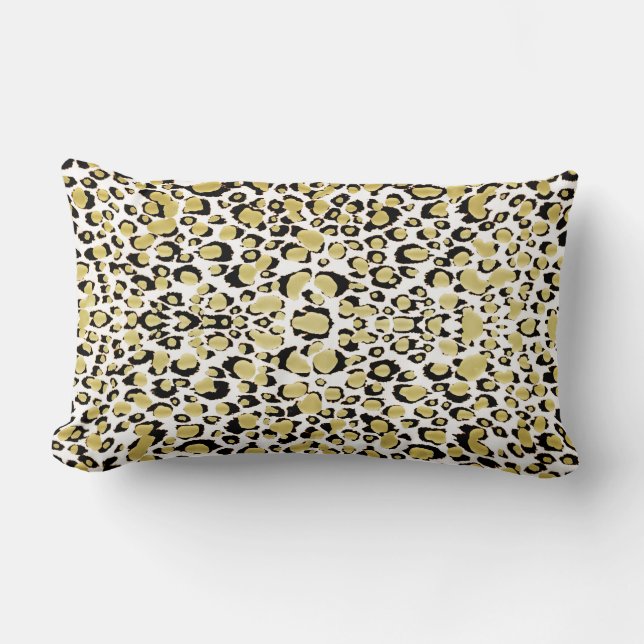 Metallic Gold Leopard Animal Print Throw Pillow (Front)