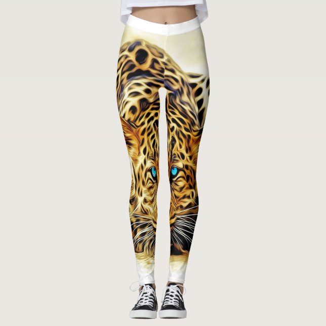 Metallic Gold Leopard Leggings & Yoga Pants (Front)
