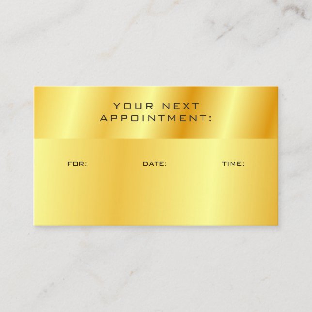 Metallic Gold Look Appointment Reminder Template Card (Front)