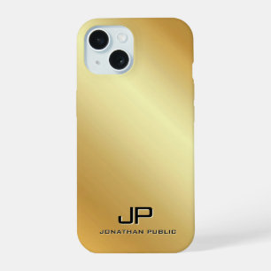 Metallic Gold Look Template Monogram Personalised iPhone 15 Case