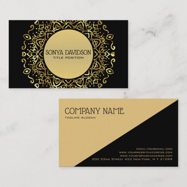 Metallic Gold Mandela Business Card (Front/Back)