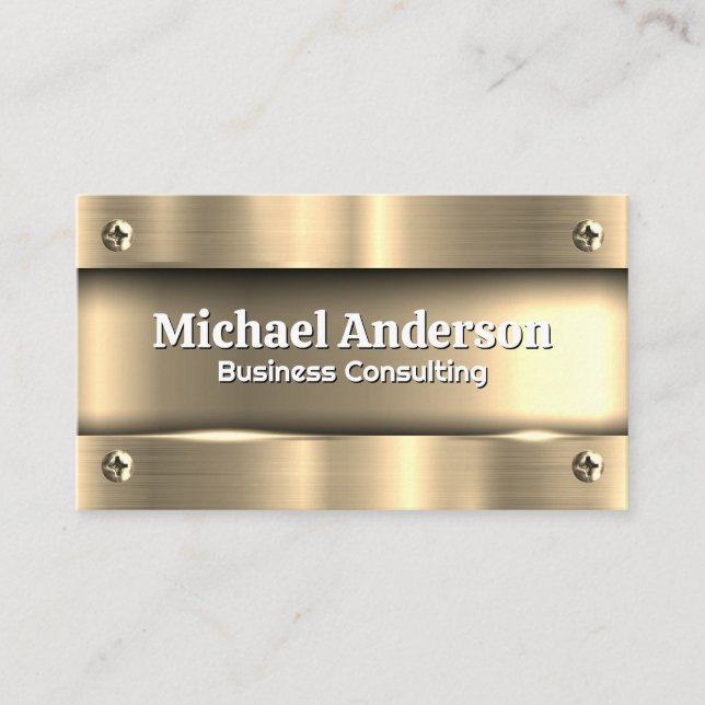 Metallic Gold | Metal Screws Business Card (Front)