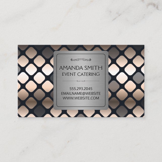 Metallic Gold | Metallic Pattern Squares Business Card (Front)
