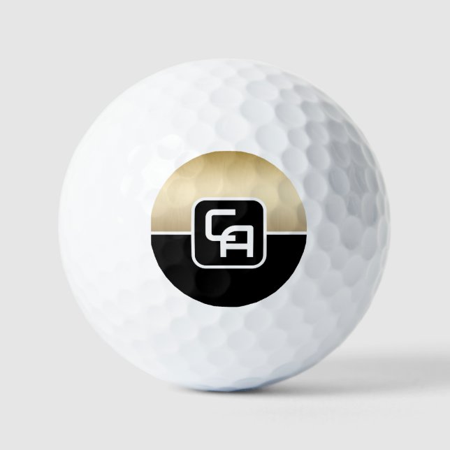 Metallic Gold Monogram  Golf Balls (Front)