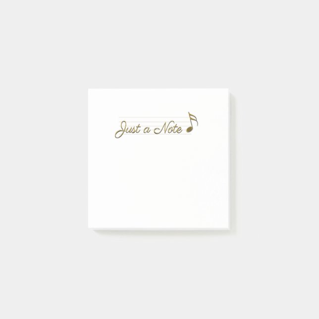 Metallic Gold Music Note Just a Note Post It (Front)