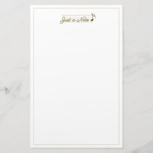 Metallic Gold Music Note Just a Note Stationery