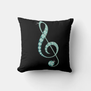 Metallic Gold Music Note Pillow with Diamonds