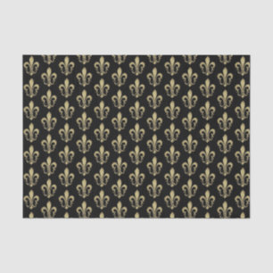 Metallic Gold on Black French Fleur de lis Tissue  Tissue Paper