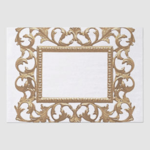 Metallic Gold Ornate Acanthus Leaf Vintage Frame   Tissue Paper