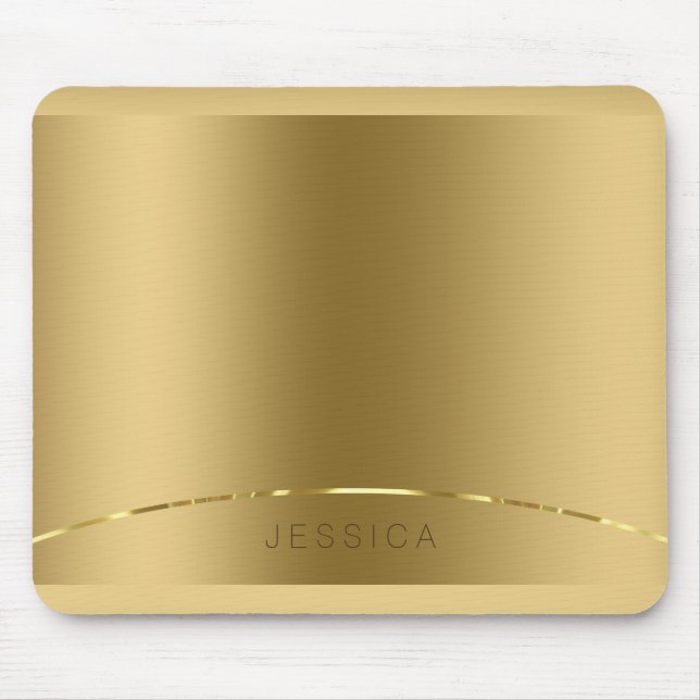 Metallic Gold Print Background Monogramed Mouse Mat (Front)