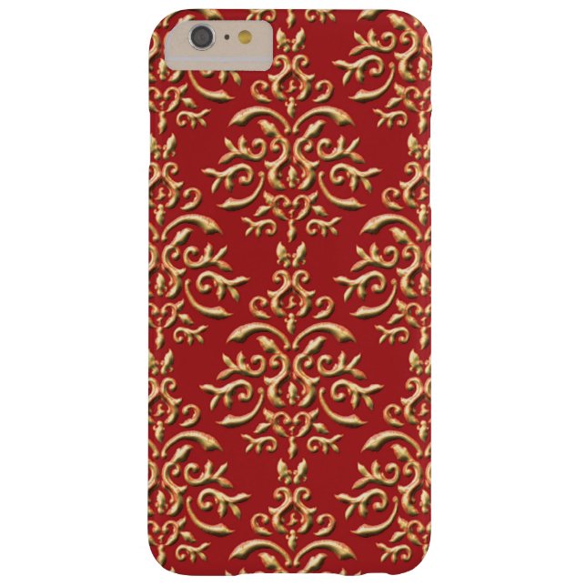 Metallic Gold Red Damask Pattern Case-Mate iPhone Case (Back)