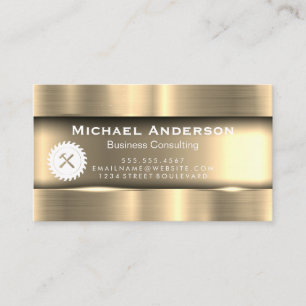Metallic Gold   Saw Hammer Construction Business Card