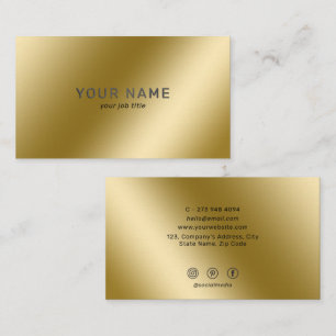 Metallic Gold Shiny Minimalist Social Media Icons  Business Card
