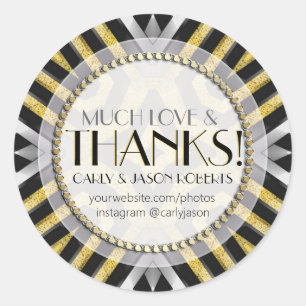 Metallic Gold Silver Much Love & Thank You Sticker