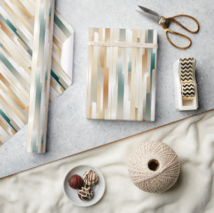Metallic Gold, Silver & Rose Gold Stripes Design Wrapping Paper