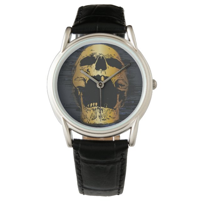 Metallic Gold Skull - Golden Screaming Skull Watch (Front)