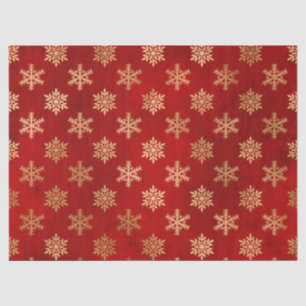 Metallic Gold Snowflakes on Red Decoupage Tissue Paper