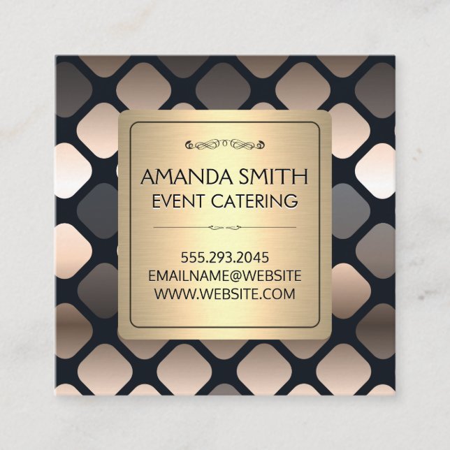 Metallic Gold Square Patterns Business Card (Front)