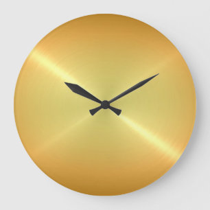 Metallic Gold Stainless Steel Metal Look Large Clock