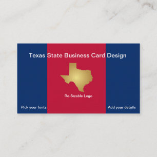 Metallic Gold State of Texas Business Card
