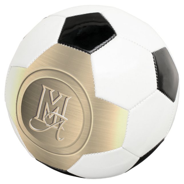 Metallic Gold Steel Engraved Monogram Football (Three Quarter)