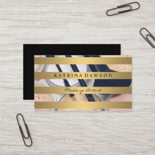 Metallic Gold Stripes Makeup Brushes Foundation Business Card