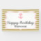 Metallic Gold Stripes with Pink Anchor Birthday