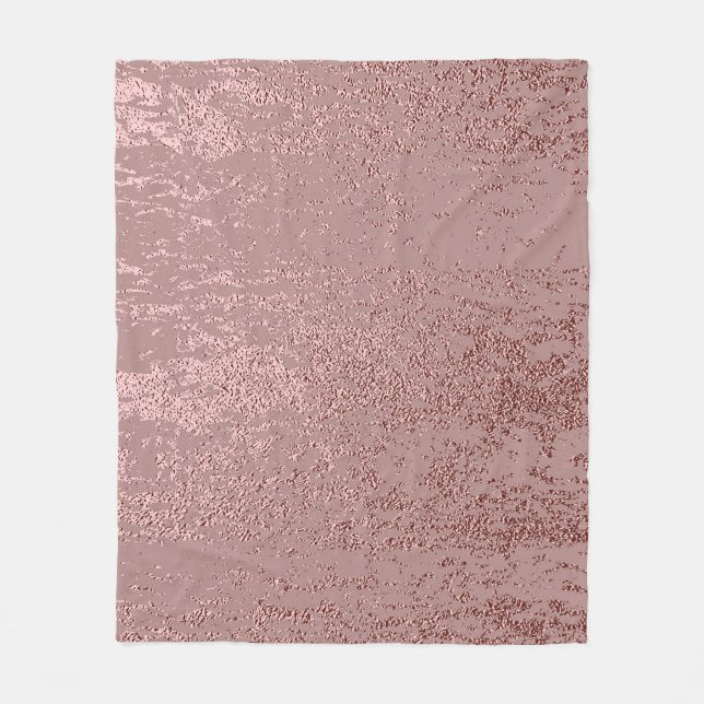 Metallic gold texture, rose quartz. fleece blanket (Front)