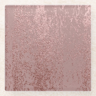 Metallic gold texture, rose quartz. glass coaster