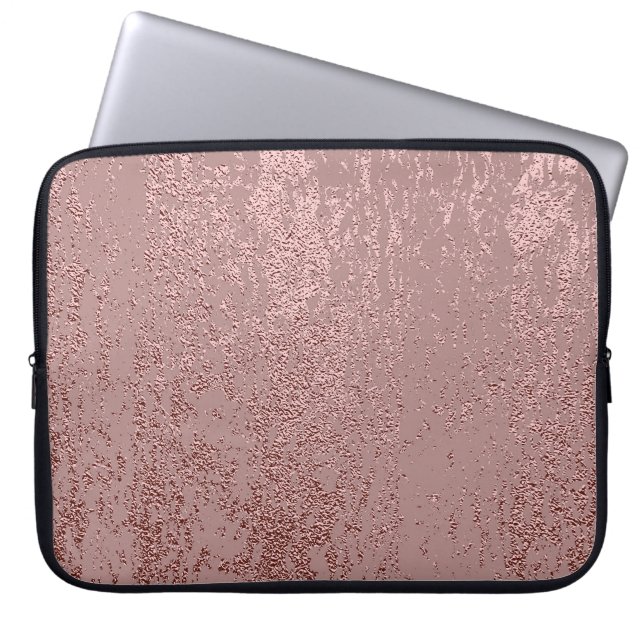 Metallic gold texture, rose quartz. laptop sleeve (Front)