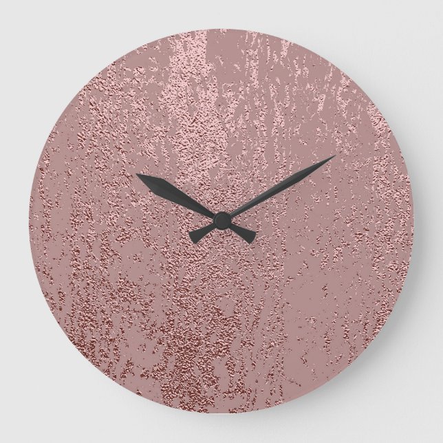 Metallic gold texture, rose quartz. large clock (Front)