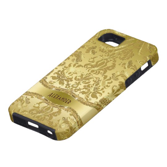 Metallic Gold Tones Vintage Floral Damasks Case For The iPhone 5