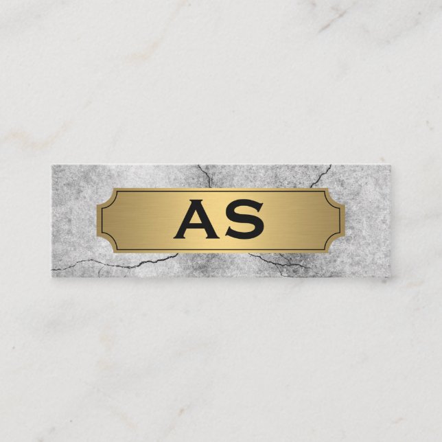 Metallic Gold Trim Cracked Background Mini Business Card (Front)
