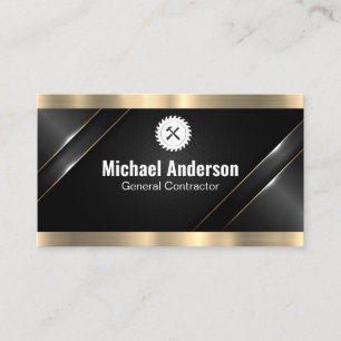 Metallic Gold Trim   Saw Hammer Construction Business Card