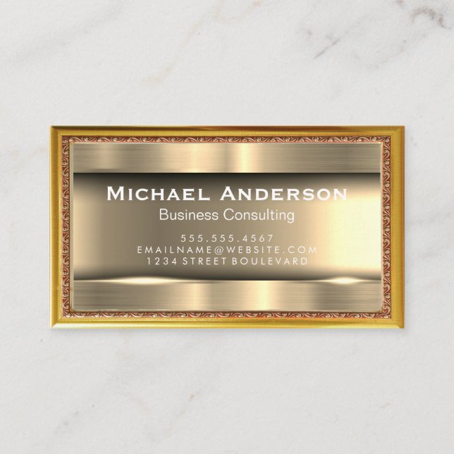 Metallic Gold | Vintage Golden Frame Business Card (Front)