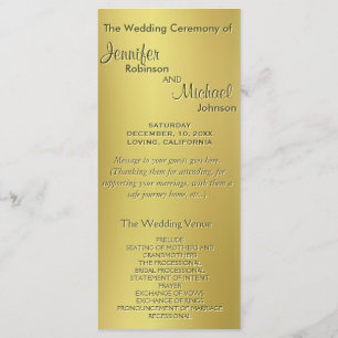 Metallic Gold Wedding Program Programme