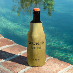 Metallic Gold Wedding Vibes Bottle Cooler