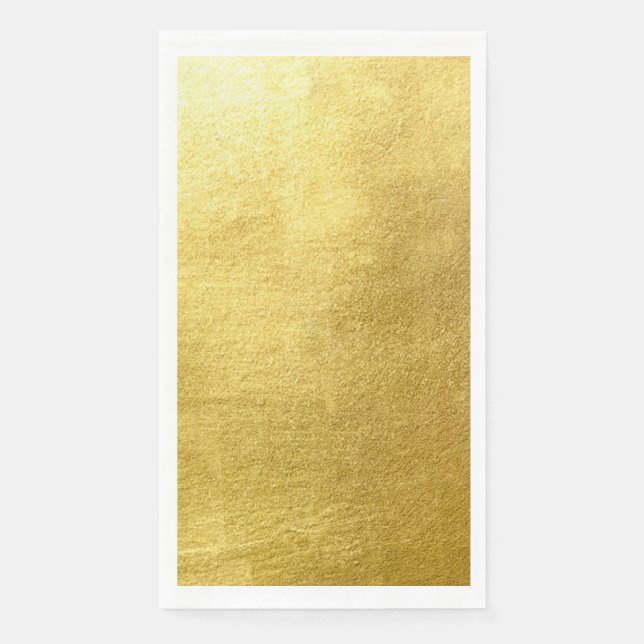 Metallic Gold White Border Wedding Napkin (Front)