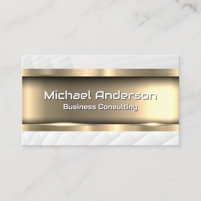 Metallic Gold | White Panels Business Card (Front)