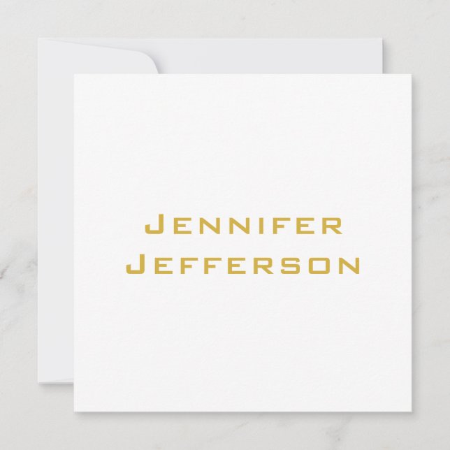 Metallic Gold & White Professional Modern Card (Front)