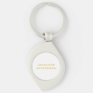 Metallic Gold & White Professional Modern Elegant Key Ring
