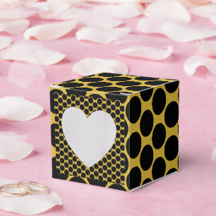 Metallic Gold with Black Dot Style Take Heart2x2x2 Favour Box