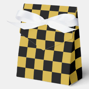 Metallic Gold with Black Square Pattern Large Tent Favour Box