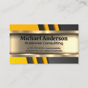 Metallic Gold   Yellow Black Industrial Business Card