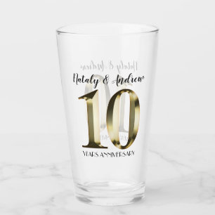 Metallic golden 10th Wedding Anniversary Glass